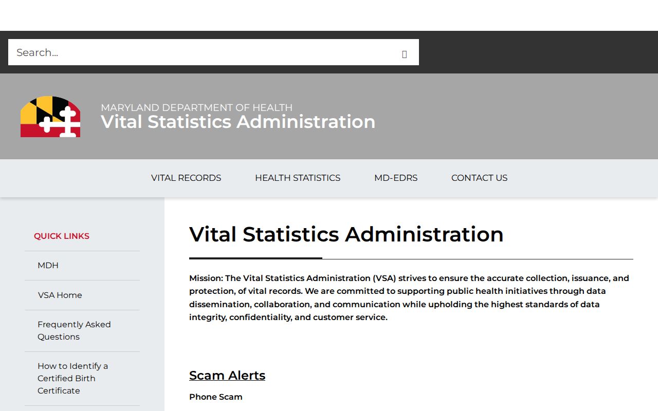 Pasadena public records options on Maryland vital records services